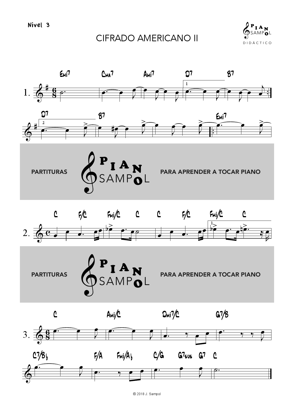 Won obturador marca CIFRADO AMERICANO II – Descargar partitura PDF piano – Material de Música