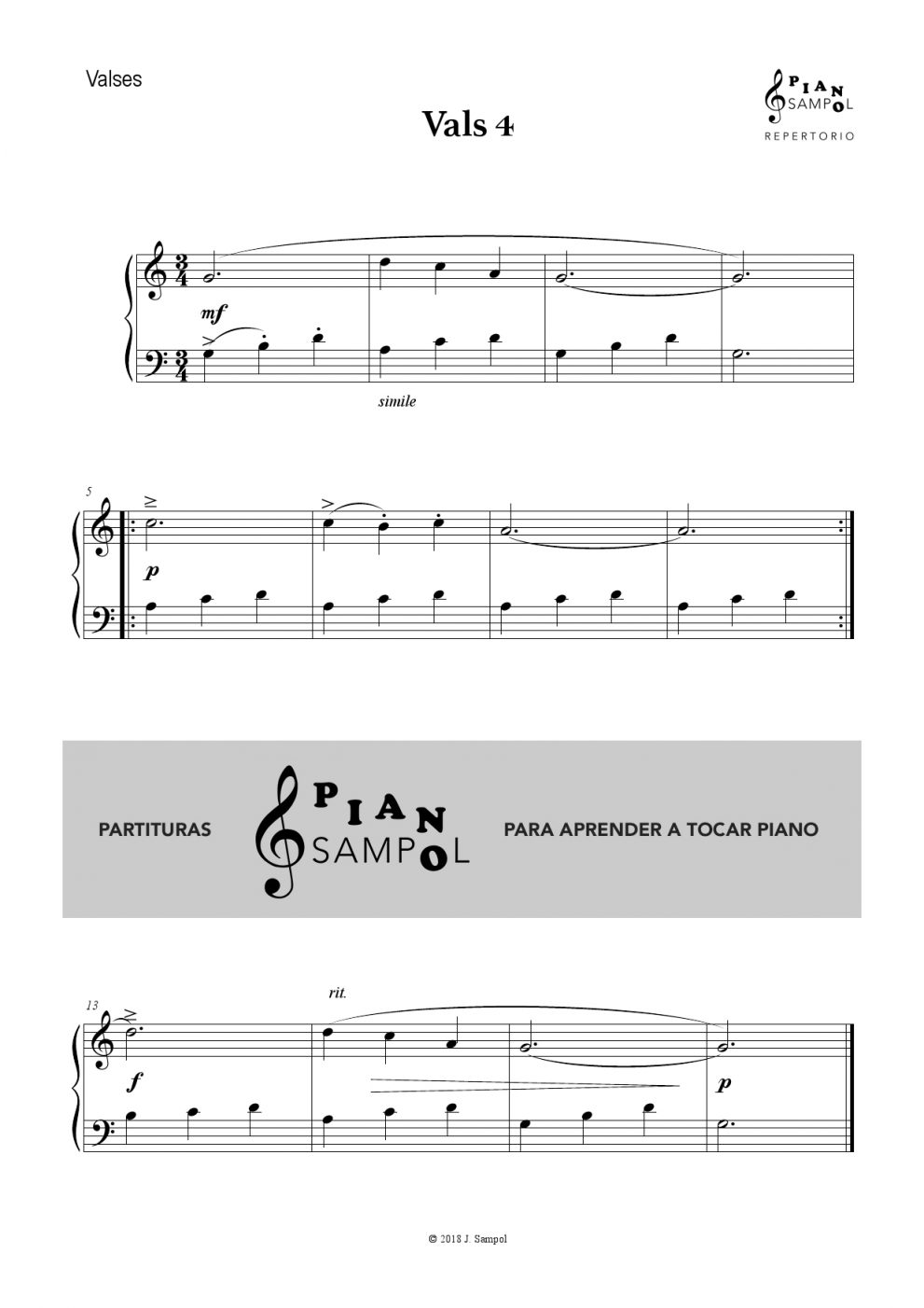 Vals 04 – Descargar partitura PDF piano – Material de Música