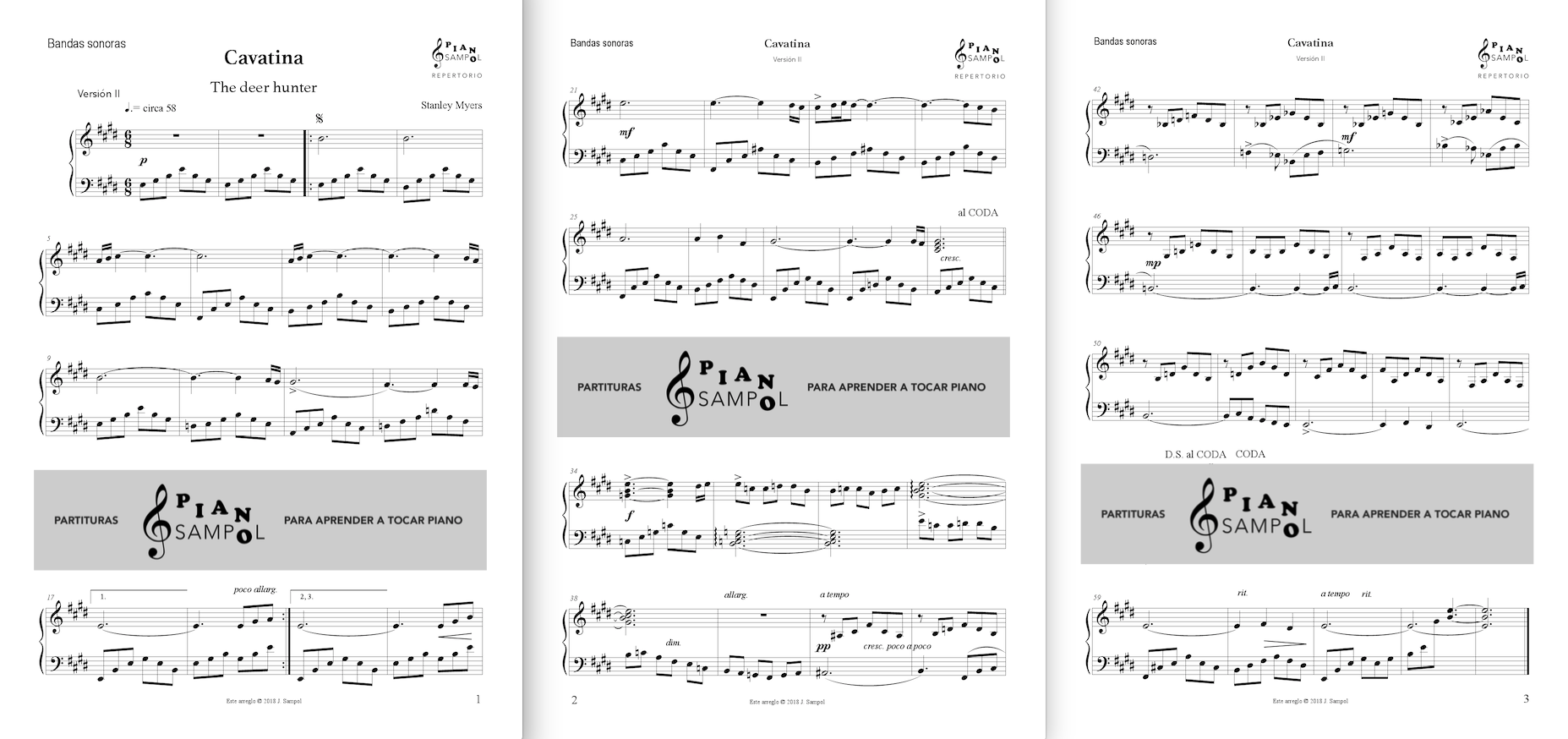 Reorganizar oportunidad Idealmente Cavatina – Descargar partitura PDF piano – Material de Música